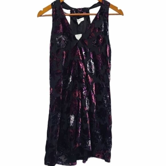 BB DAKOTA Floral Velvet Black/Wine Mini Party Dress Size Small - Picture 6 of 10